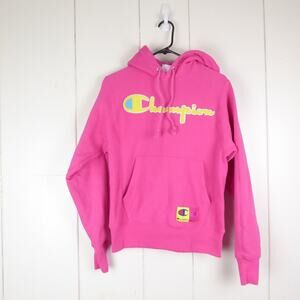 Champion Hoodie Womens SZ XS Reverse Weave Chenille Raised Logo Barbie Athletic